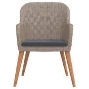 vidaXL 7 Piece Garden Dining Set with Cushions Brown