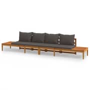 vidaXL Garden Benches with Dark Grey Cushions 2 pcs Acacia Wood