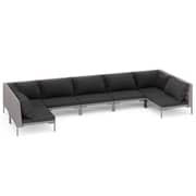 vidaXL 7 Piece Garden Lounge Set with Cushions Poly Rattan Dark Grey