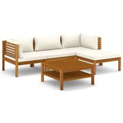 vidaXL 5 Piece Garden Lounge Set with Cream Cushion Solid Acacia Wood