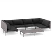 vidaXL 7 Piece Garden Lounge Set with Cushions Poly Rattan Dark Grey