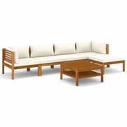 vidaXL 6 Piece Garden Lounge Set with Cream Cushion Solid Acacia Wood