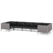 vidaXL 7 Piece Garden Lounge Set with Cushions Poly Rattan Dark Grey
