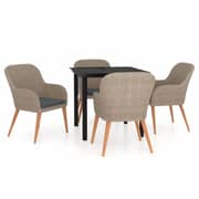 vidaXL 5 Piece Garden Dining Set with Cushions Brown