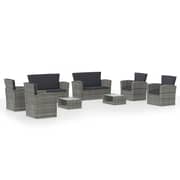 vidaXL 8 Piece Garden Lounge Set with Cushions Poly Rattan Grey