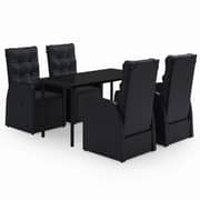 vidaXL 5 Piece Garden Dining Set with Cushions Black