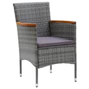 vidaXL 9 Piece Garden Dining Set with Cushions Poly Rattan Grey