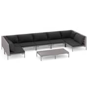 vidaXL 8 Piece Garden Lounge Set with Cushions Poly Rattan Dark Grey
