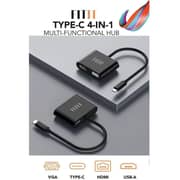 FITITI Type C Hub 4-in-1 Metalic body Hub, With 1X HDMI, 1X Type C, 1X USB Type A, 1X VGA, Grey