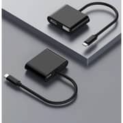 FITITI Type C Hub 4-in-1 Metalic body Hub, With 1X HDMI, 1X Type C, 1X USB Type A, 1X VGA, Grey