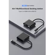 FITITI Type C Hub 4-in-1 Metalic body Hub, With 1X HDMI, 1X Type C, 1X USB Type A, 1X VGA, Grey