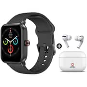 Swiss Military ALPS Smart Watch Silicon Strap Black + Victor TWS EarBuds