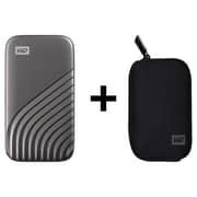 WD Portable SSD USB3.2 2TB Grey WDBAGF0020BGY-WESN + My Passport Neoprene Case Black WDBABK0000NBK-WRSN