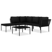 vidaXL 6 Piece Garden Lounge Set with Cushions Black PVC
