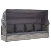 vidaXL Garden Lounge Bed with Roof Mixed Grey Poly Rattan
