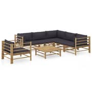 vidaXL 7 Piece Garden Lounge Set with Dark Grey Cushions Bamboo