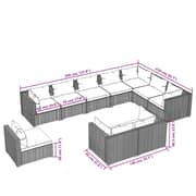 vidaXL 10 Piece Garden Lounge Set with Cushions Poly Rattan Grey