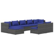 vidaXL 9 Piece Garden Lounge Set with Cushions Grey Poly Rattan