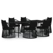 vidaXL 7 Piece Garden Dining Set with Cushions Black