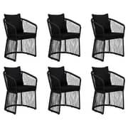 vidaXL 7 Piece Garden Dining Set with Cushions Black