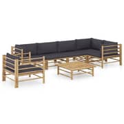 vidaXL 7 Piece Garden Lounge Set with Dark Grey Cushions Bamboo