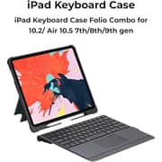 iPad 10.2/ Air 10.5 7th 8th 9th gen 2019/2020/2021 iPad Keyboard Folio Combo With Detachable Backlit Keyboard Trackpad And Smart Connector English And Arabic With Screen Protector In Elegant Black