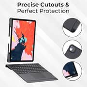 iPad 10.2/ Air 10.5 7th 8th 9th gen 2019/2020/2021 iPad Keyboard Folio Combo With Detachable Backlit Keyboard Trackpad And Smart Connector English And Arabic With Screen Protector In Elegant Black