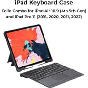 iPad Air (4th 5th Gen) And iPad Pro 11 (2018, 2020, 2021, 2022)iPad Keyboard Case Folio Combo with Detachable Backlit Keyboard Trackpad Smart Connector Arabic And English
