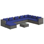 vidaXL 9 Piece Garden Lounge Set with Cushions Poly Rattan Grey