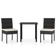 vidaXL 3 Piece Garden Dining Set Poly Rattan Black