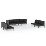 vidaXL 7 Piece Garden Lounge Set with Cushions Poly Rattan Dark Grey