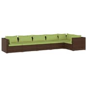 vidaXL 6 Piece Garden Lounge Set with Cushions Poly Rattan Brown