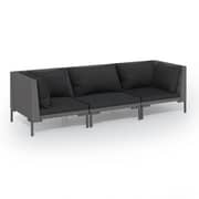 vidaXL 3 Piece Garden Lounge Set with Cushions Poly Rattan Dark Grey