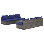 vidaXL 7 Piece Garden Lounge Set with Cushions Poly Rattan Grey