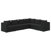 vidaXL 6 Piece Garden Lounge Set with Cushions Poly Rattan Black