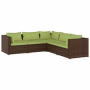 vidaXL 5 Piece Garden Lounge Set with Cushions Poly Rattan Brown