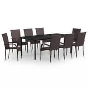 vidaXL 9 Piece Garden Dining Set Brown and Black