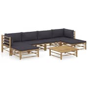 vidaXL 7 Piece Garden Lounge Set with Dark Grey Cushions Bamboo