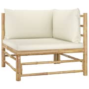vidaXL 8 Piece Garden Lounge Set with Cream White Cushions Bamboo