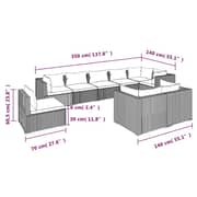 vidaXL 9 Piece Garden Lounge Set with Cushions Poly Rattan Grey
