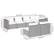 vidaXL 7 Piece Garden Lounge Set with Cushions Grey Poly Rattan