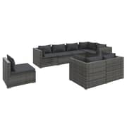 vidaXL 8 Piece Garden Lounge Set with Cushions Poly Rattan Grey