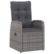 vidaXL 7 Piece Outdoor Dining Set with Cushions Poly Rattan Grey
