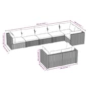 vidaXL 8 Piece Garden Lounge Set with Cushions Grey Poly Rattan