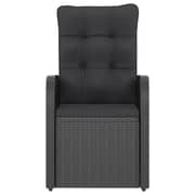 vidaXL 7 Piece Outdoor Dining Set with Cushions Poly Rattan Black