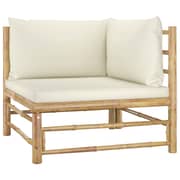 vidaXL 6 Piece Garden Lounge Set with Cream White Cushions Bamboo