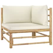 vidaXL 9 Piece Garden Lounge Set with Cream White Cushions Bamboo