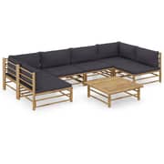 vidaXL 7 Piece Garden Lounge Set with Dark Grey Cushions Bamboo