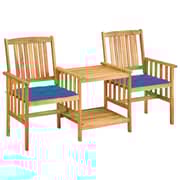 vidaXL Garden Chairs with Tea Table and Cushions Solid Acacia Wood