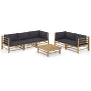 vidaXL 6 Piece Garden Lounge Set with Dark Grey Cushions Bamboo